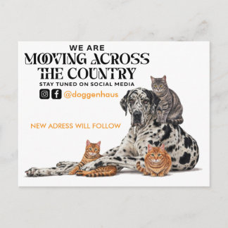 Moving Across the Country Great Dane & Cat Postcard