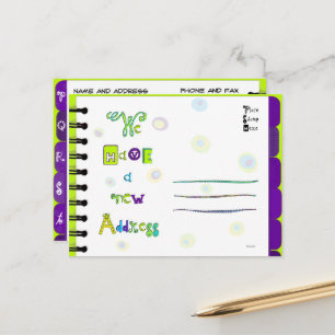 Moving Announcement Address Book P-T Postcard