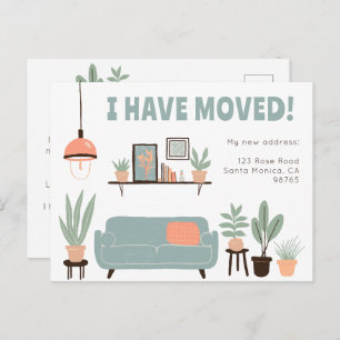 Moving Announcement Address Cute Living Room Sofa Postcard