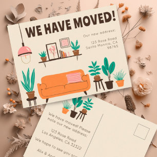 Moving Announcement Address Cute Living Room Sofa  Postcard