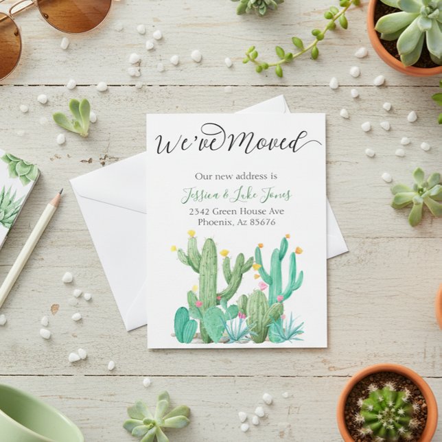 Moving Announcement Card Cactus Succulent Southwes (Creator Uploaded)