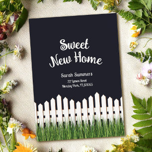 Moving Announcement card with white picket fence