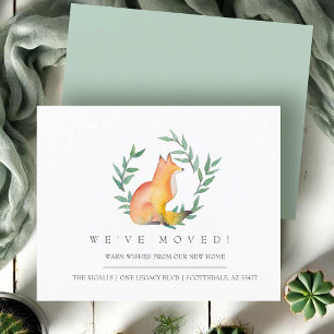 Moving Announcement Cards Watercolor Fox