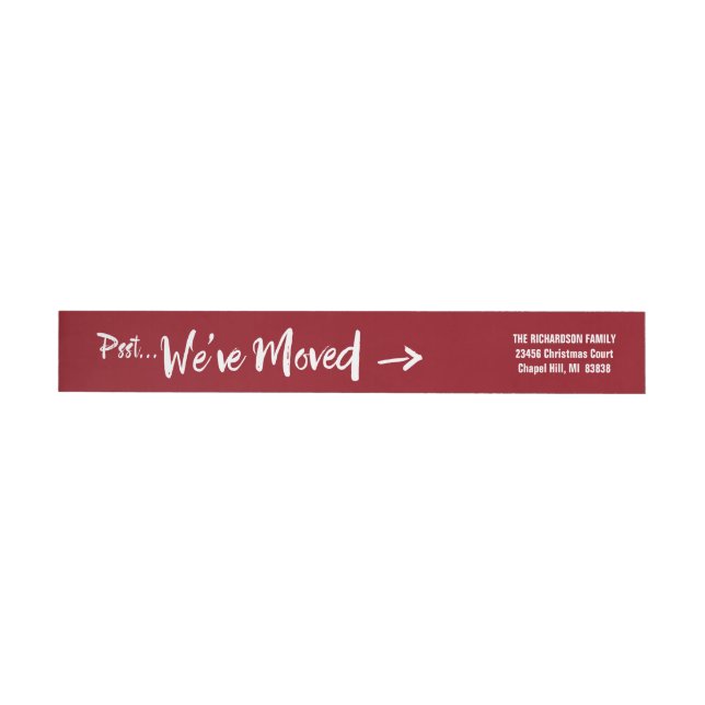 Moving Announcement Christmas Return Address Red Wrap Around Label (Individual)
