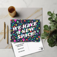 MOVING ANNOUNCEMENT Colourful Space Universe UFO