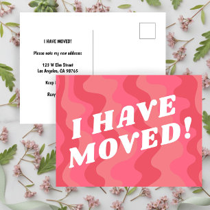 MOVING ANNOUNCEMENT Colourful Stripes Bold Pink Postcard