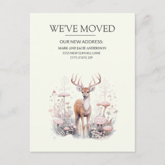 Moving Announcement Deer Antlers Forest Postcard