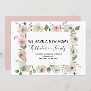 Moving Announcement Dusty Pink Floral