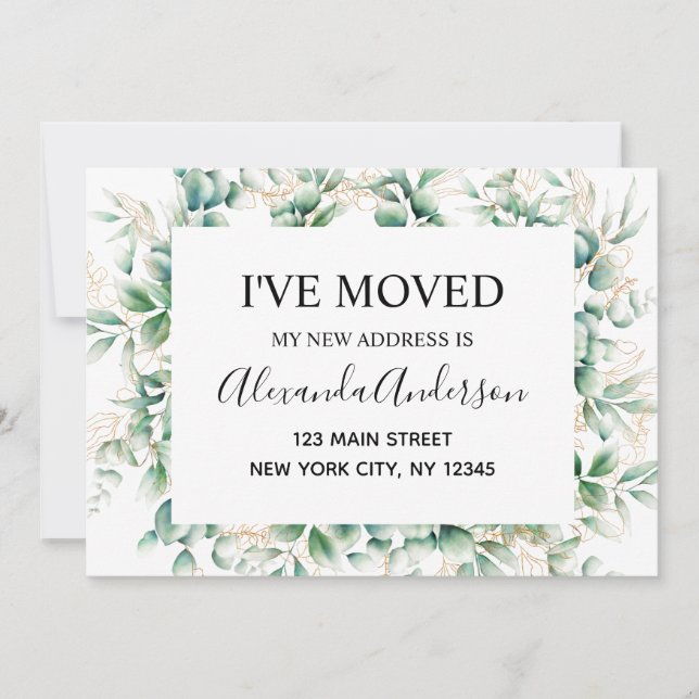 Moving Announcement Eucalyptus Greenery (Front)