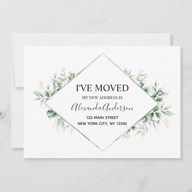 Moving Announcement Eucalyptus Greenery (Front)