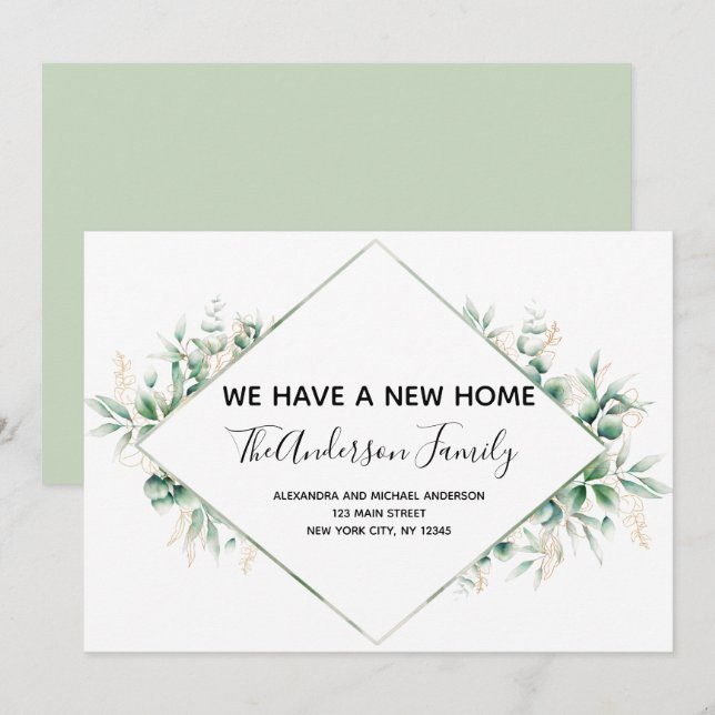 Moving Announcement Eucalyptus Greenery (Front/Back)