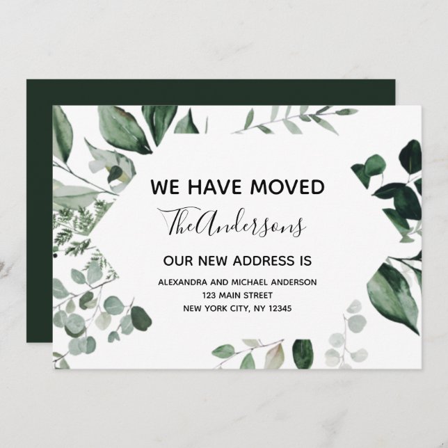 Moving Announcement Eucalyptus Greenery (Front/Back)