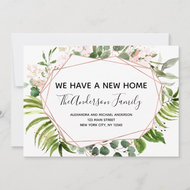 Moving Announcement Eucalyptus Greenery Geometric (Front)