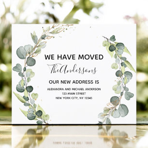 Moving Announcement Eucalyptus Greenery Watercolor