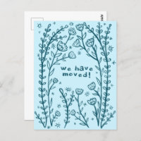 Moving Announcement Floral Frame Sketch Doodle