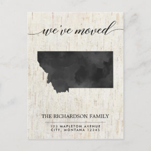 Moving announcement, Montana state rustic Invitation Postcard