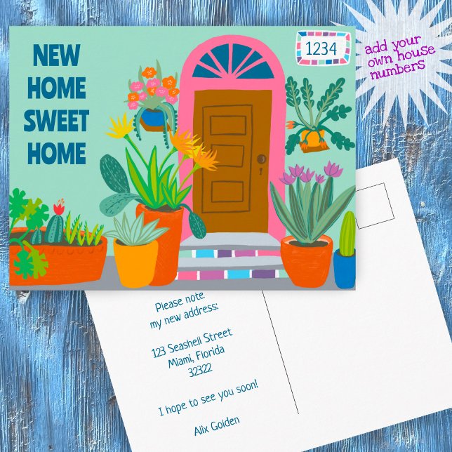 Moving Announcement New Address Front Door CUSTOM Postcard (Moving Announcement New Address Front Door CUSTOM Postcard Add Your own House Numbers Change of Addr)