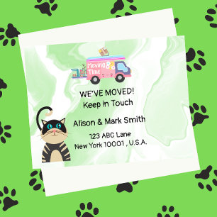Moving Announcement New House with cat Postcard
