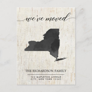 Moving announcement, New York state rustic Invitation Postcard