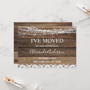 Moving Announcement Rustic Farmhouse Wood