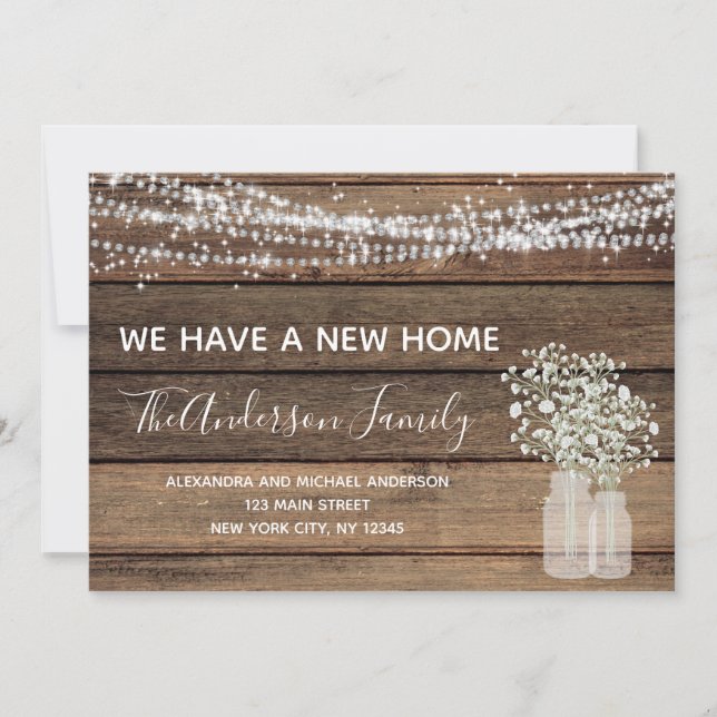 Moving Announcement Rustic Farmhouse Wood (Front)