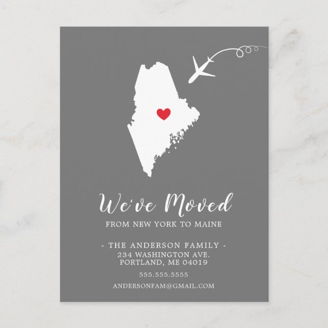 Moving Announcement State MAINE Post Card (Front)