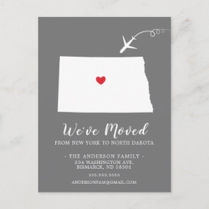 Moving Announcement State NORTH DAKOTA Post Card