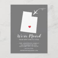 Moving Announcement State UTAH Post Card