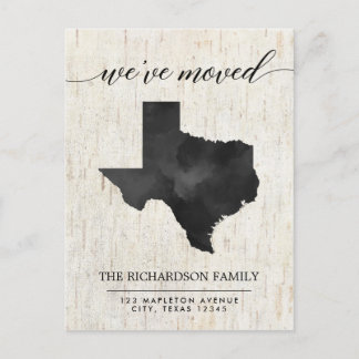 Moving announcement, Texas state rustic Invitation Postcard