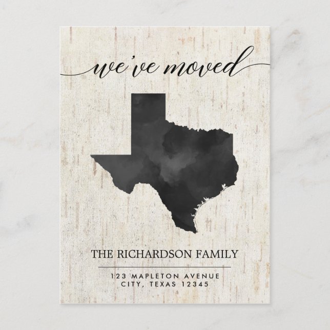 Moving announcement, Texas state rustic Invitation Postcard (Front)