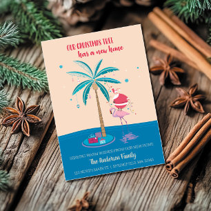 Moving Announcement Tropical Christmas Tree Card