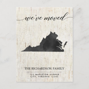 Moving announcement, Virginia state rustic Invitation Postcard