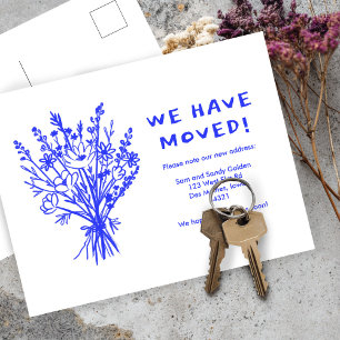 MOVING ANNOUNCEMENT Wildflower Bouquet Cute Doodle Postcard