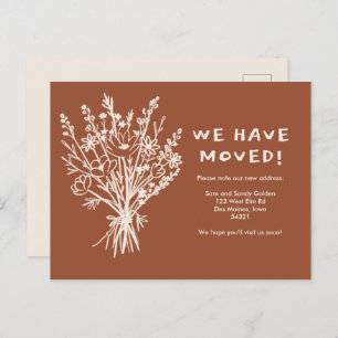 MOVING ANNOUNCEMENT Wildflower Bouquet Cute Doodle Postcard