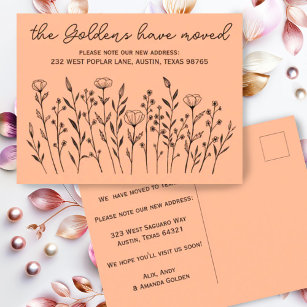 MOVING ANNOUNCEMENT Wildflowers Simple Custom Postcard