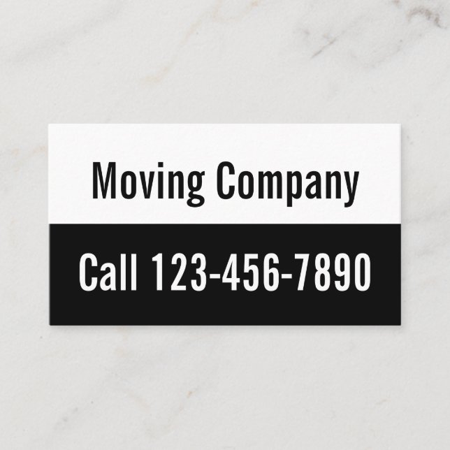 Moving Company Black and White Promotional Business Card (Front)
