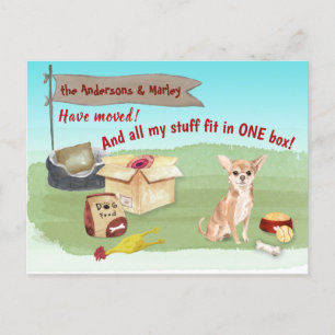 Moving Cute Chihuahua Toys Our New Home Postcard