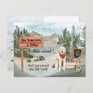 Moving Goldendoodle Pine Woods New Address Announcement Postcard