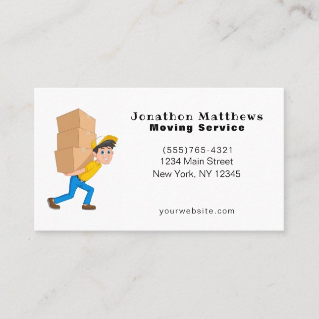 Moving Guy Company Service Business Card (Front)