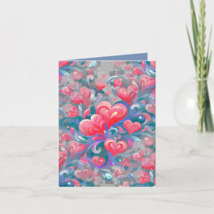 Moving heart pattern, red and blue. invitation