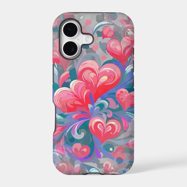 Moving hearts pattern, red and blue. (Back)