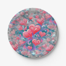 Moving hearts pattern, red and blue.