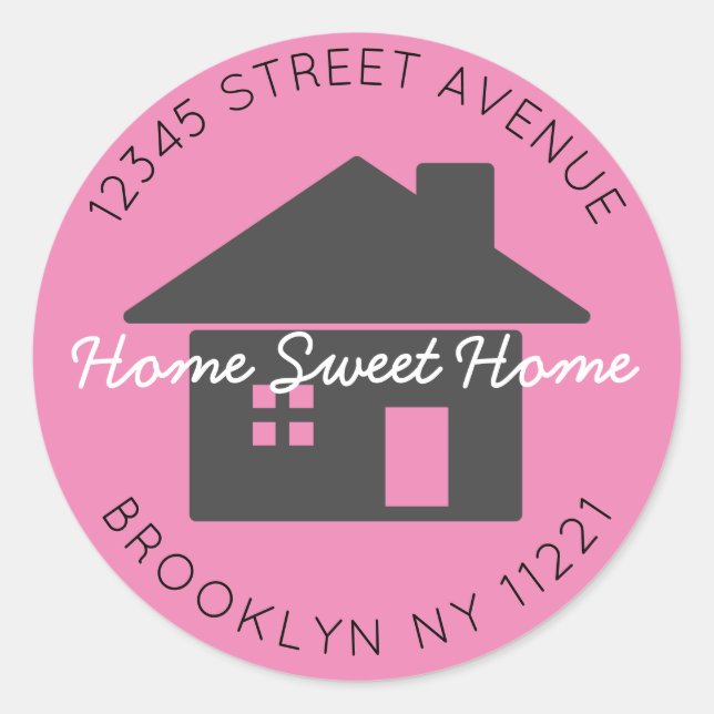 Moving Home Sweet Home Pink Return Address Label (Front)