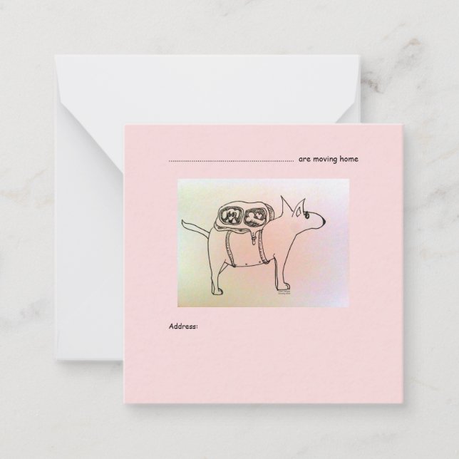 Moving Home with Dogs 6.4 x 6.4 cm Flat Note Card (Front)