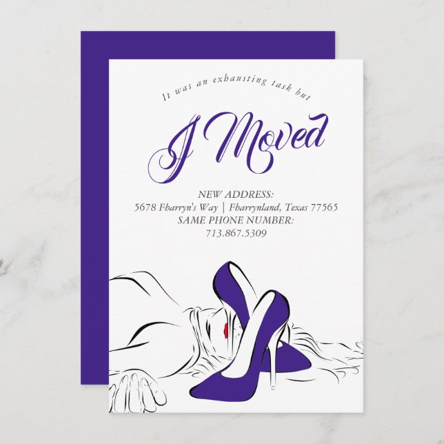 Moving is Exhausting | Fun Purple Diva New Address Announcement (Front/Back)