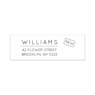 Moving. New Address. Minimal Typography 01a. Self-inking Stamp