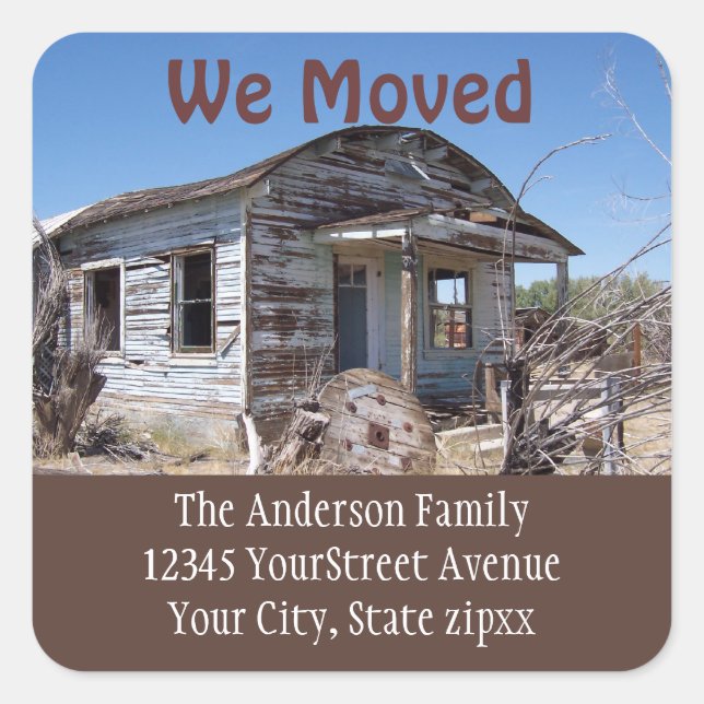Moving New Address Square Sticker (Front)