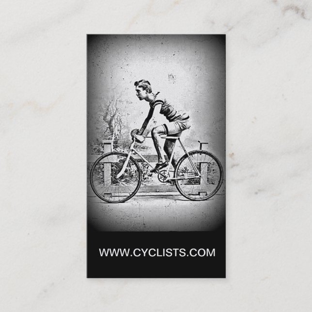 Moving On l Monochrome Cyclist Cycling Business Card (Front)