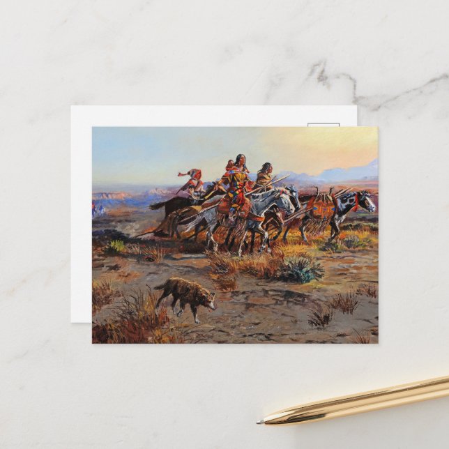 Moving Out by Charles Marion Russell Postcard (Front/Back In Situ)