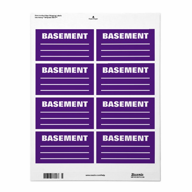 Moving Packing Organising Labels -  Basement (Full Sheet)